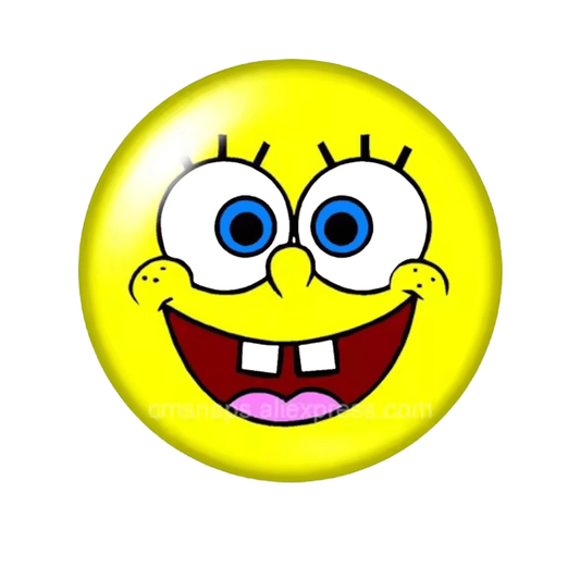 20mm "Spongy Bob"  Printed dome Cab, Glue on, Resin Gems (Sold in pair) Resin Gems