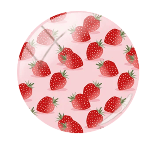 20mm Strawberries on Pink Printed Acrylic Teardrop, Glue on, Resin Gem (Sold in Pair) Resin Gems