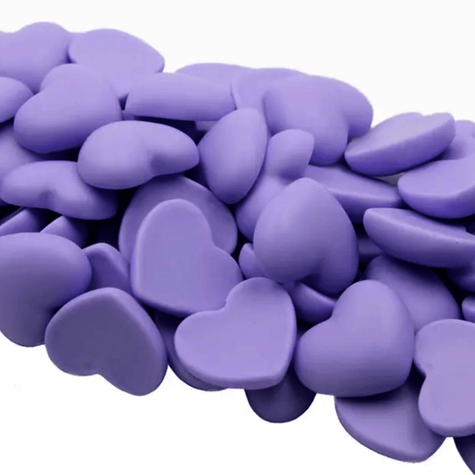 20mm Violet Purple Heart Shaped Matte Rubber Gems, Glue on, Matte Resin Gems (Sold in Pair) Resin Gems