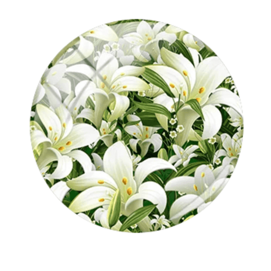 20mm White Lily Floral with Sage Plants Printed Acrylic Teardrop, Glue on, Resin Gem (Sold in Pair) Resin Gems
