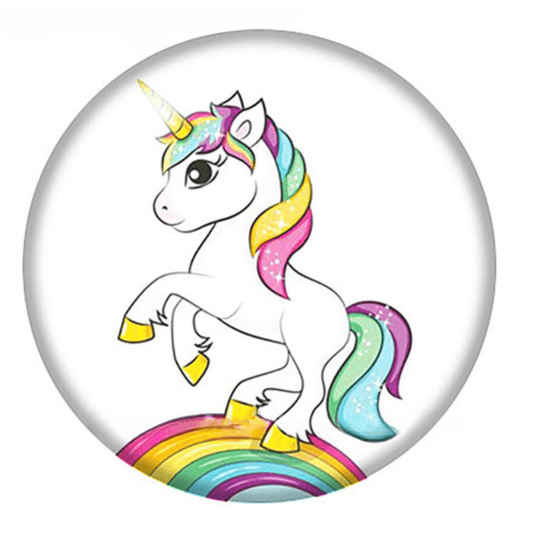 22mm Rainbow Unicorn White Horse Pride Ally Rainbow Acrylic Round Glue on, Resin Gem (Sold in Pair) Resin Gems
