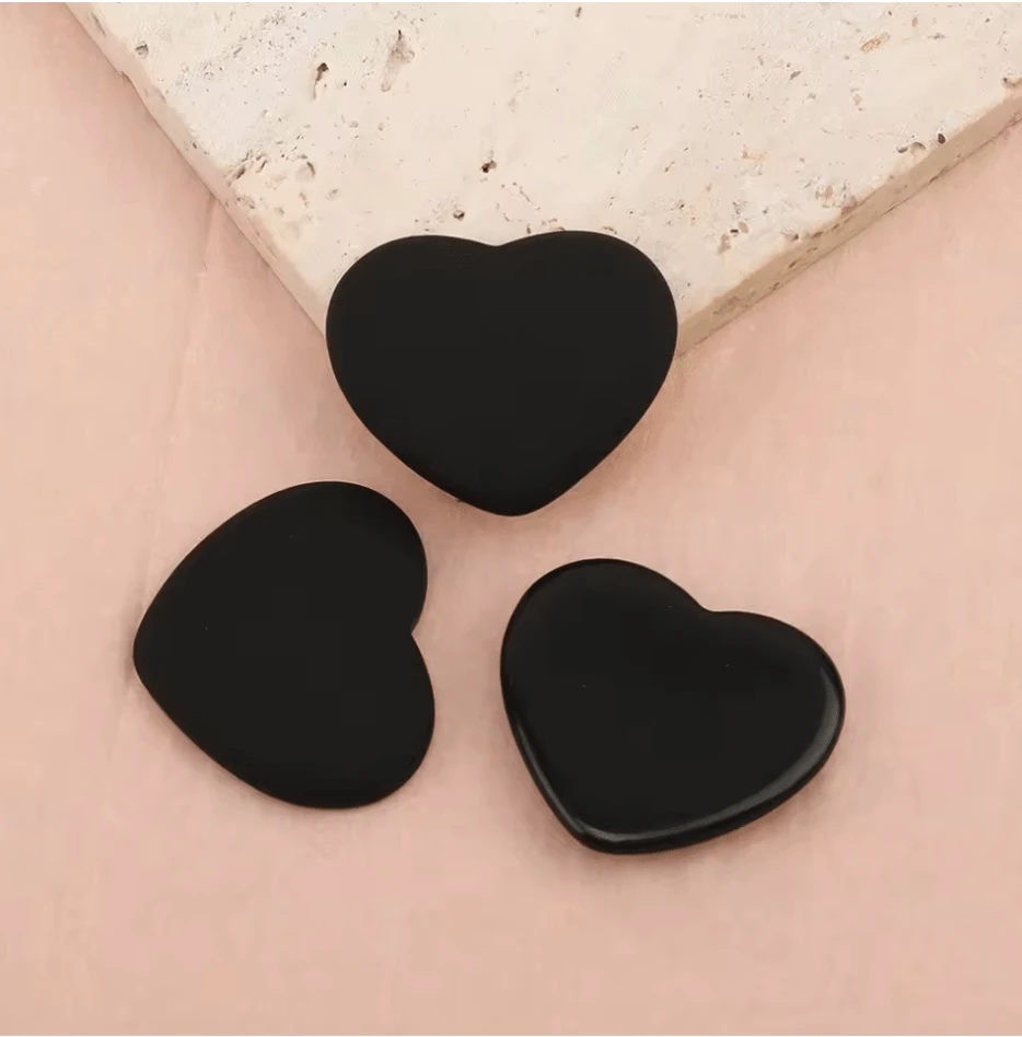 23*27mm Heart Matte Rubber Gem, (Sold in Pairs) Resin Gems