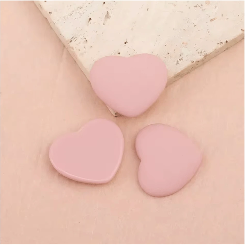 Light Pink 23*27mm Heart Matte Rubber Gem, (Sold in Pairs) Resin Gems