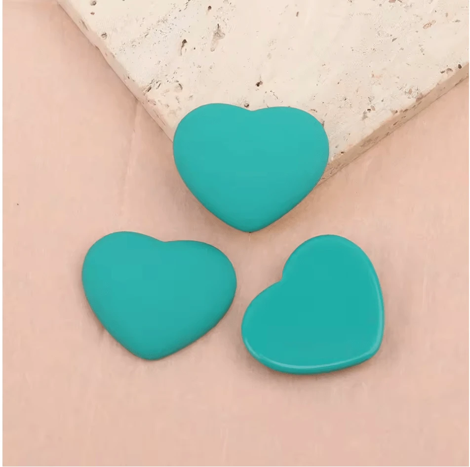 23*27mm Heart Matte Rubber Gem, (Sold in Pairs) Resin Gems