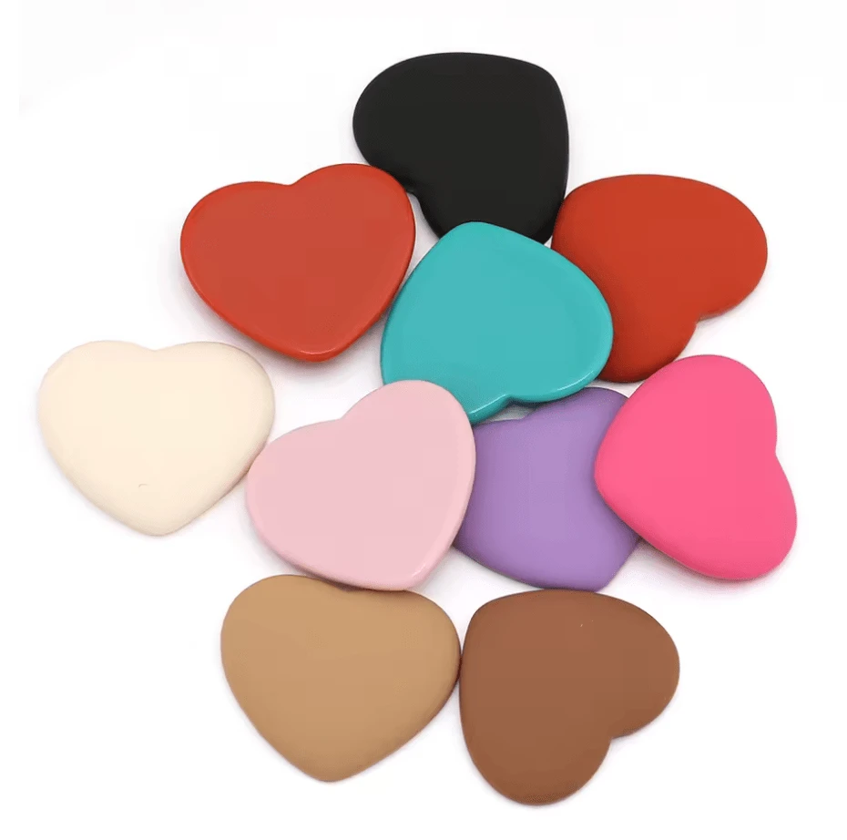 23*27mm Heart Matte Rubber Gem, (Sold in Pairs) Resin Gems