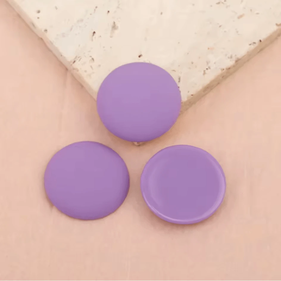Purple 24*24mm Round Matte Rubber Cabochon