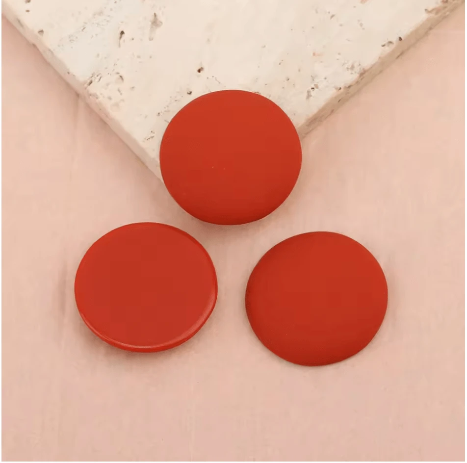 Brick Red 24*24mm Round Matte Rubber Cabochon