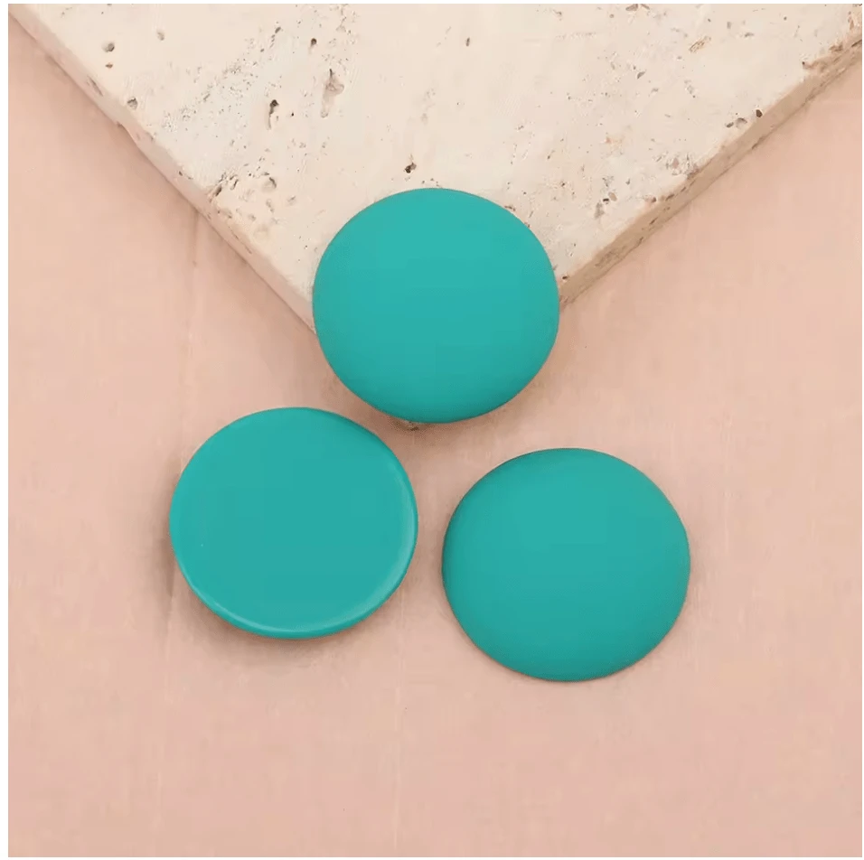 Turquoise 24*24mm Round Matte Rubber Cabochon