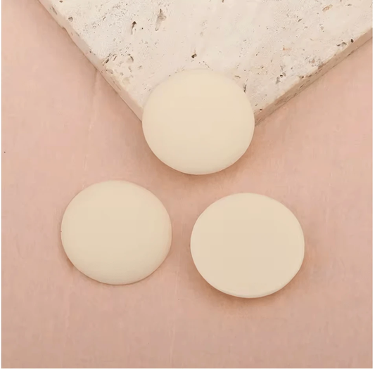 Cream 24*24mm Round Matte Rubber Cabochon
