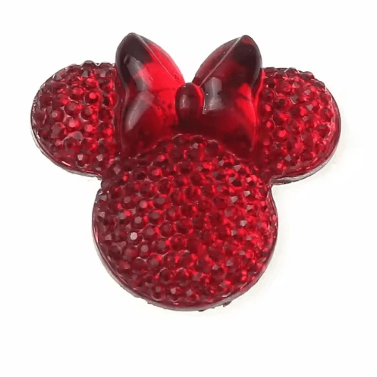 24*26mm Pink & Red Minnie Ears Bow Cartoon Shape, Sew on, Resin Gem (Sold in Pair) Resin Gems