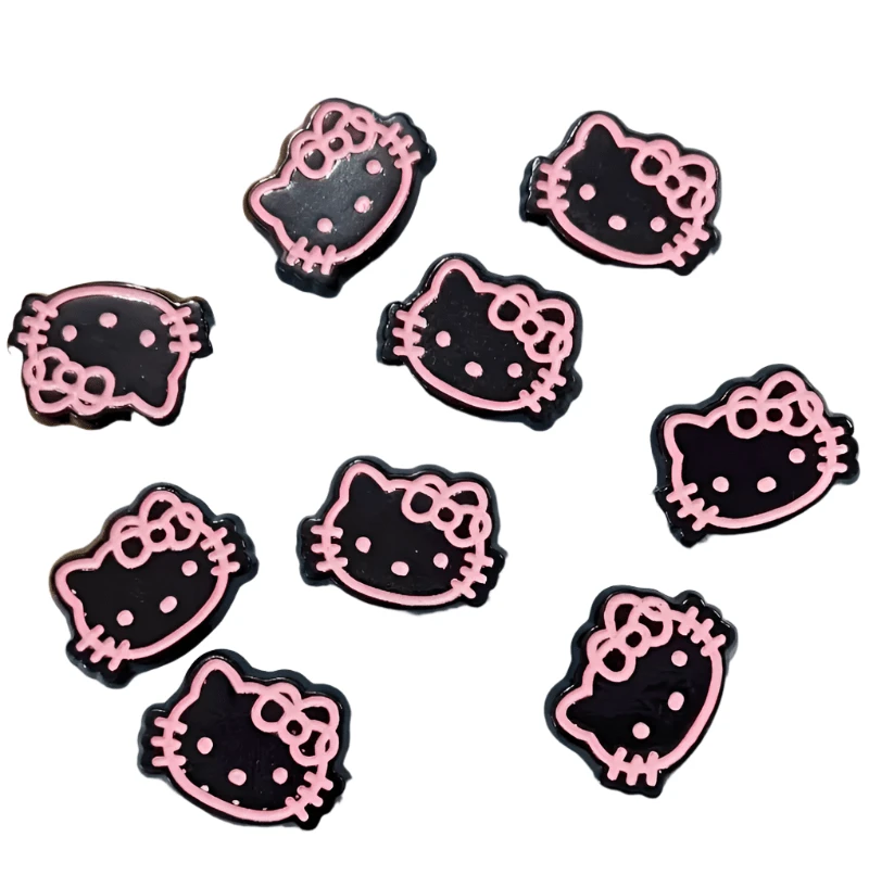 24*33mm "Black Pink Kitty" Acrylic Cat Shaped, Glue on, Resin Gems (Sold in pair) Resin Gems
