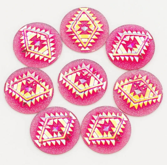 25mm Pink AB Geometric Triangle Blanket Design Sew On Resin Gem (Sold in Pair) Resin Gems