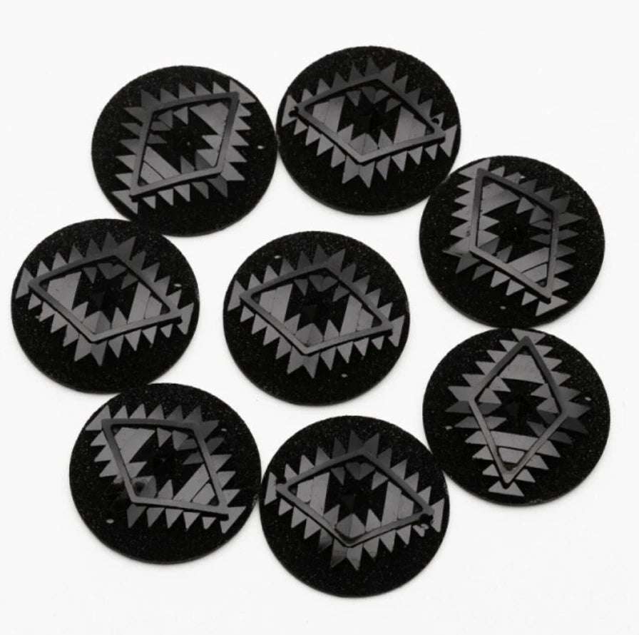 25mm Black AB Geometric Triangle Blanket Design Sew On Resin Gem (Sold in Pair) Resin Gems