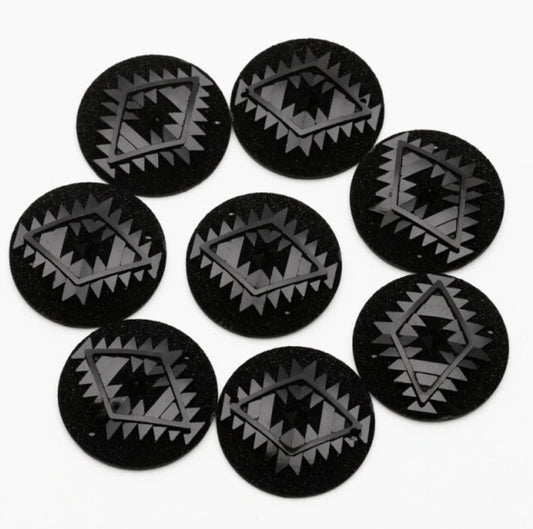 25mm Black AB Geometric Triangle Blanket Design Sew On Resin Gem (Sold in Pair) Resin Gems