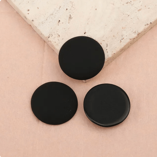 25mm Black ROUND Shaped Matte Rubber Gems, Glue on, Matte Resin Gems (Sold in Pair) Resin Gems