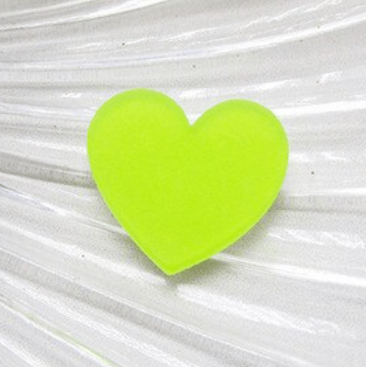 Lime Green 25mm Frosted Matte Acrylic Heart, Glue on, Resin Gems (Sold in Pair) Resin Gems