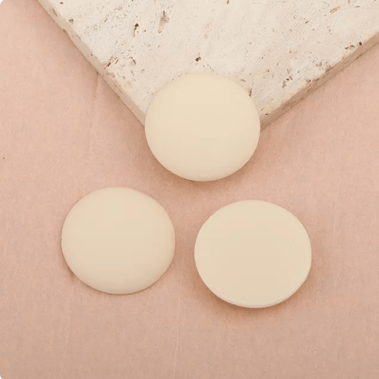 25mm Ivory ROUND Shaped Matte Rubber Gems, Glue on, Matte Resin Gems (Sold in Pair) Resin Gems