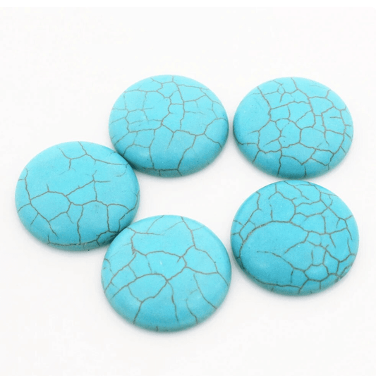 25mm Turquoise Round Shaped, Natural Stone Gem (Sold in Pair) Stone Gem
