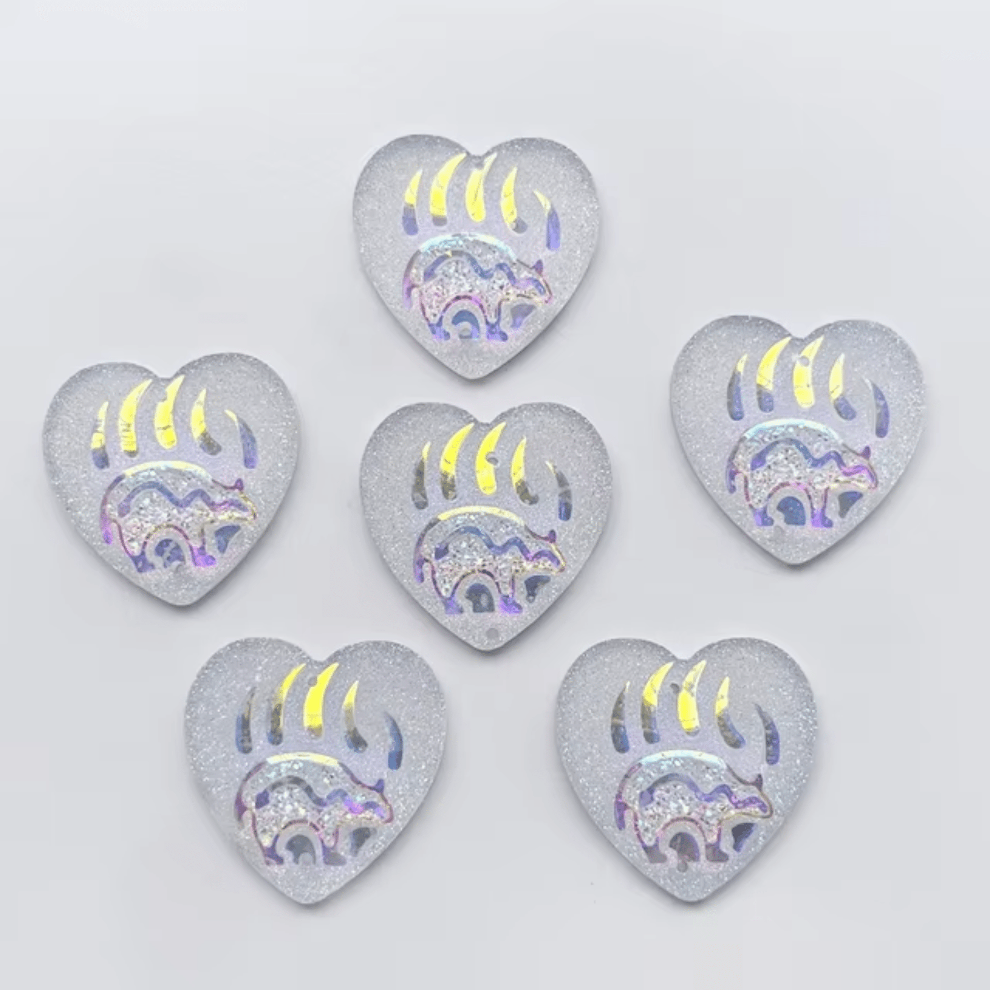 25mm White AB Burst Centers Hearts Bear Rhinestone, Sew on, Resin Gem (Sold in Pair) Resin Gems