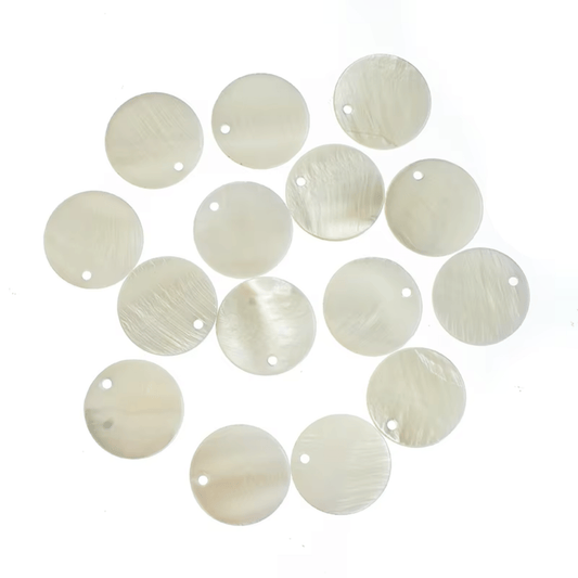 25mm White Shell Round, Sew on, Resin Gems (Sold in Pair) Earring Findings