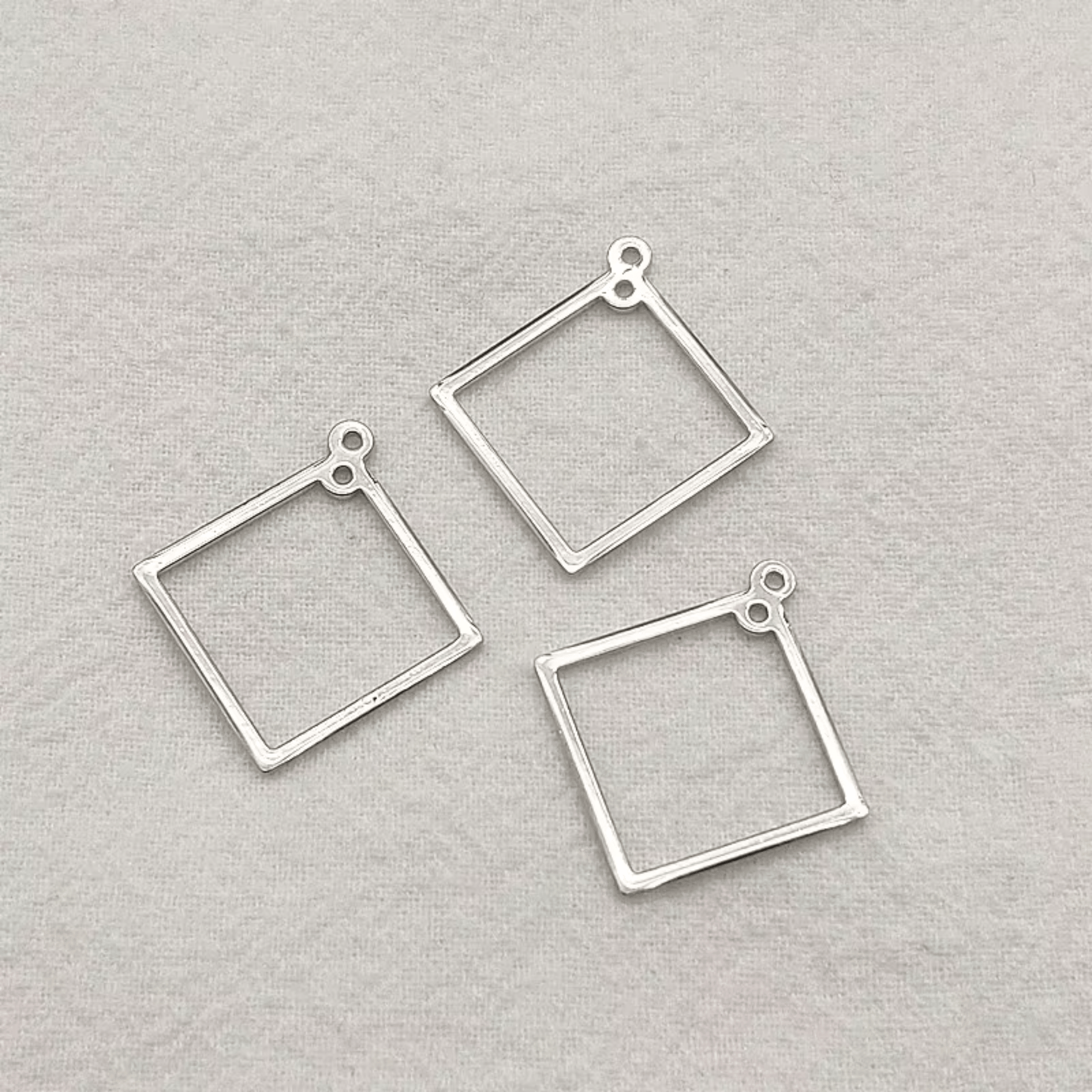 26*24mm Copper Square Charms, Sew on, Resin Gems (Sold in Pair) Earring Findings