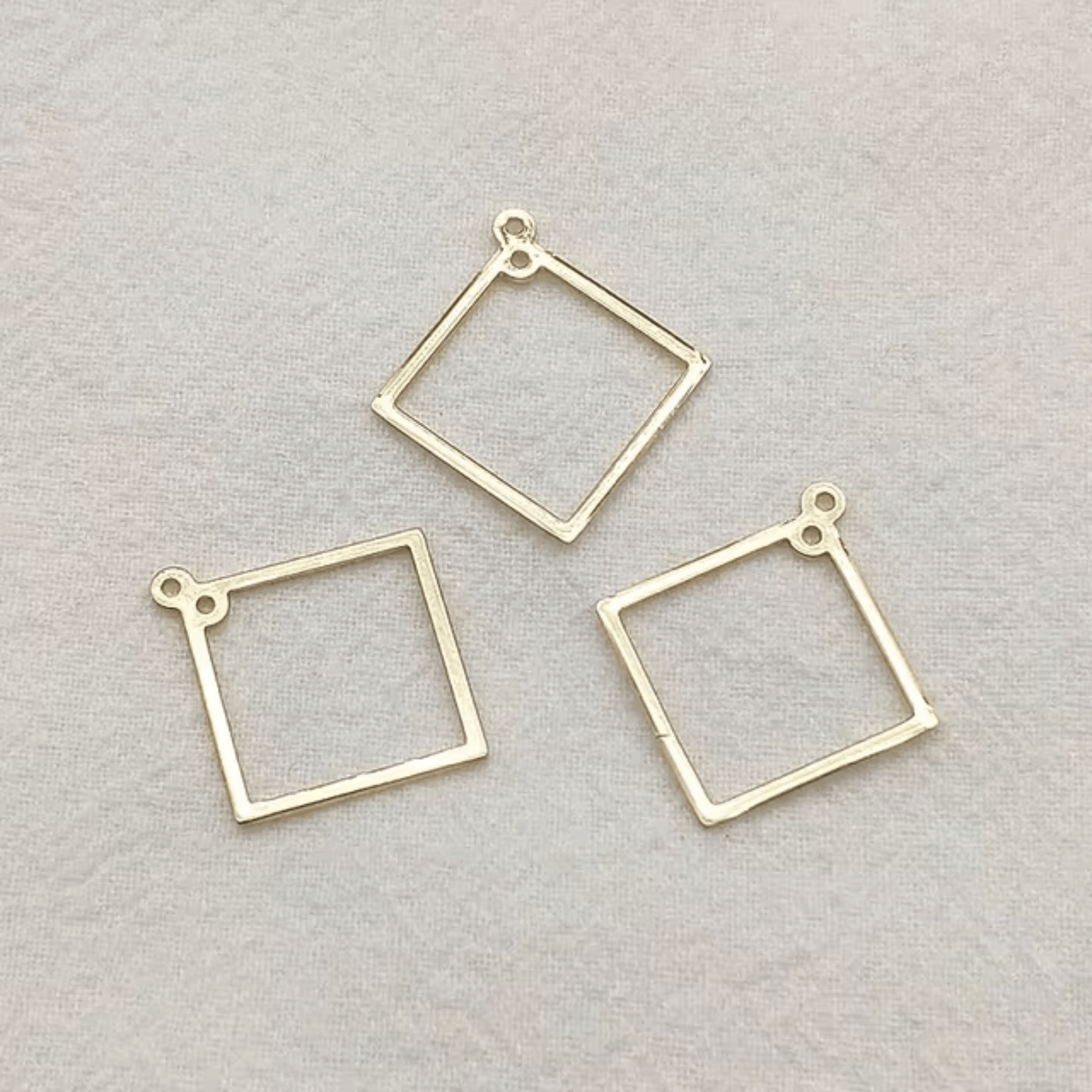 26*24mm Copper Square Charms, Sew on, Resin Gems (Sold in Pair) Earring Findings