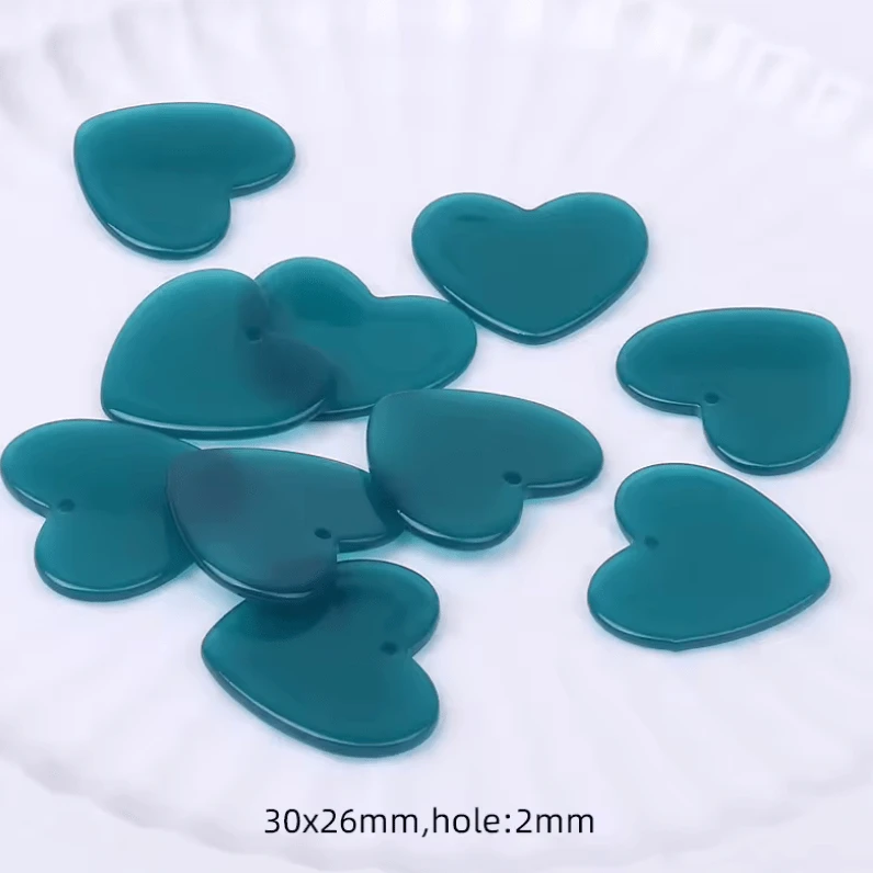 26*30mm Blue Teal TransparentHeart, One Hole, Acrylic Charm Resin Gems (Sold in pair) Resin Gems