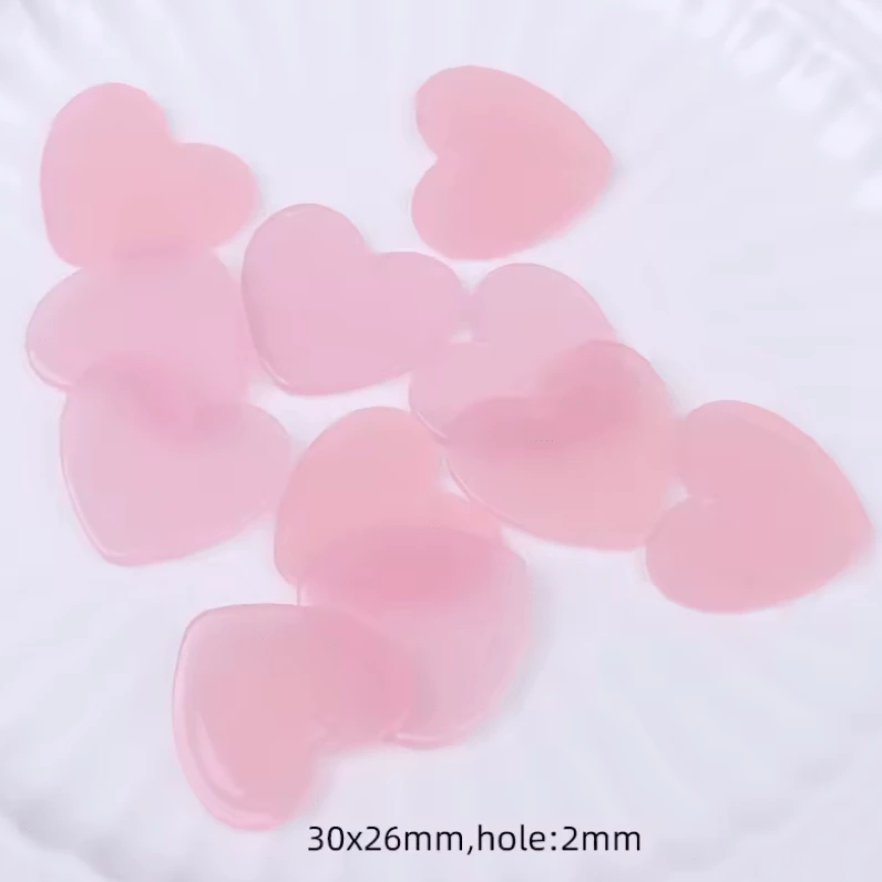 26*30mm Pink Jelly Heart, One Hole, Acrylic Charm Resin Gems (Sold in pair) Resin Gems