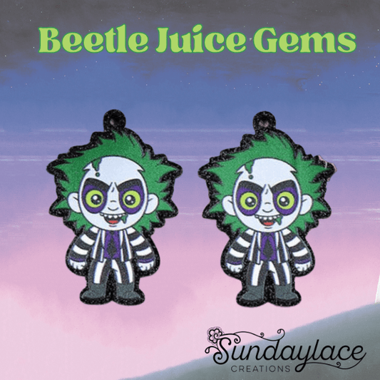 26*38mm Cartoon "Beetle Juice" Wooden Character Odd Shape, Glue on, Resin Gems (Sold in pair) Resin Gems