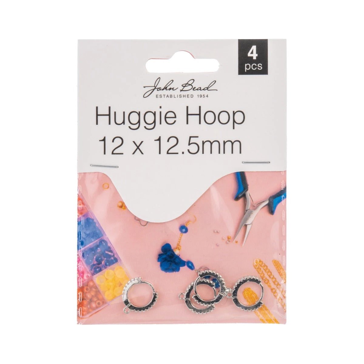 Must Have Findings - Huggie Hoop 12x12.5mm Silver (Rhinestone Trim) 4pcs Must Have Findings