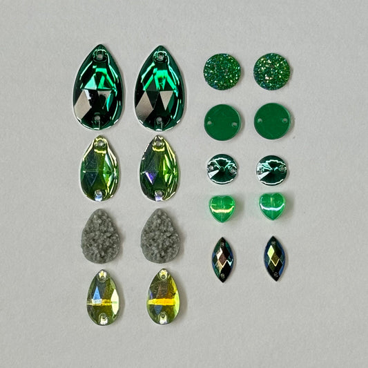 "Forest" 9 Pairs of Resin Gem Set, Promotions Sundaylace Creations & Bling