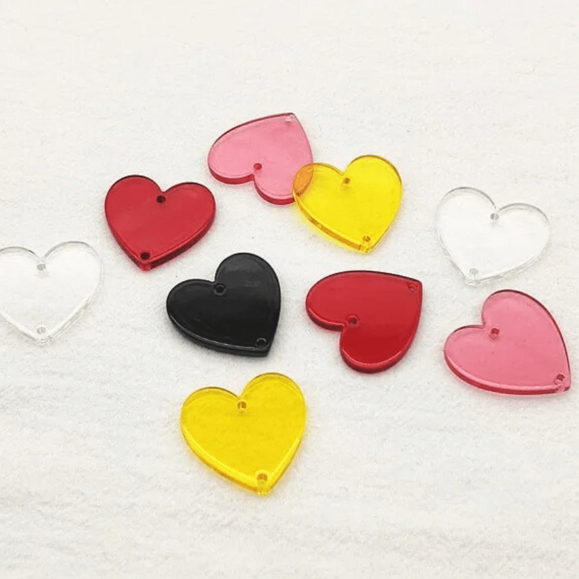 26mm Black Opaque Heart, Sew on, Acrylic Resin Gems (Sold in Pair) Resin Gems