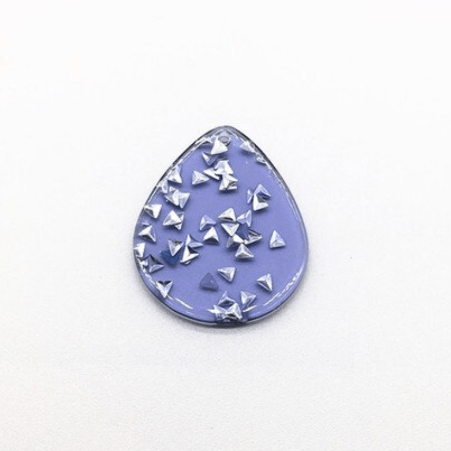 27*35mm Clear with Arrow Glitter Fat Triangle Guitar Pick, one hole, resin gems (Sold in Pair) Resin Gems
