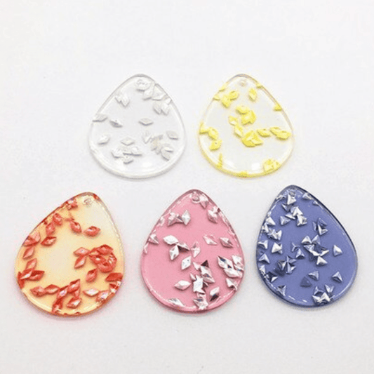27*35mm Clear with Arrow Glitter Fat Triangle Guitar Pick, one hole, resin gems (Sold in Pair) Resin Gems