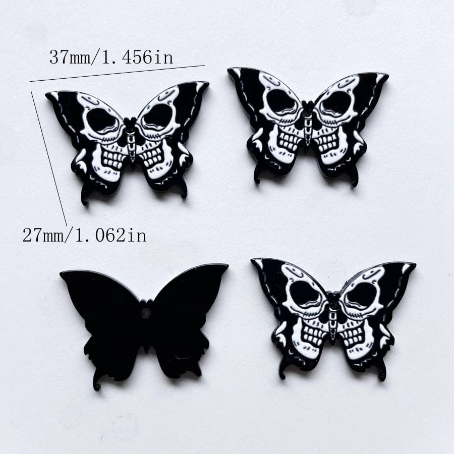 27*37mm "Butterfly" Skull Shape, Sew on, Resin Gem (Sold in Pair) Resin Gems