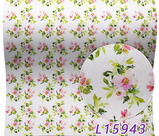 20*33cm "May Day Florals" Print Background, Long Leatherette Sheets Leatherette