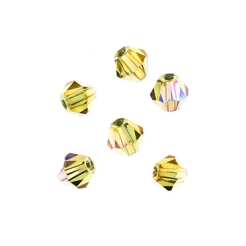 4mm Transparent Light Amber with Purple Luster, Crystal Lane Bicone (96pc) 2 x 7inch Strand Crystal Lane