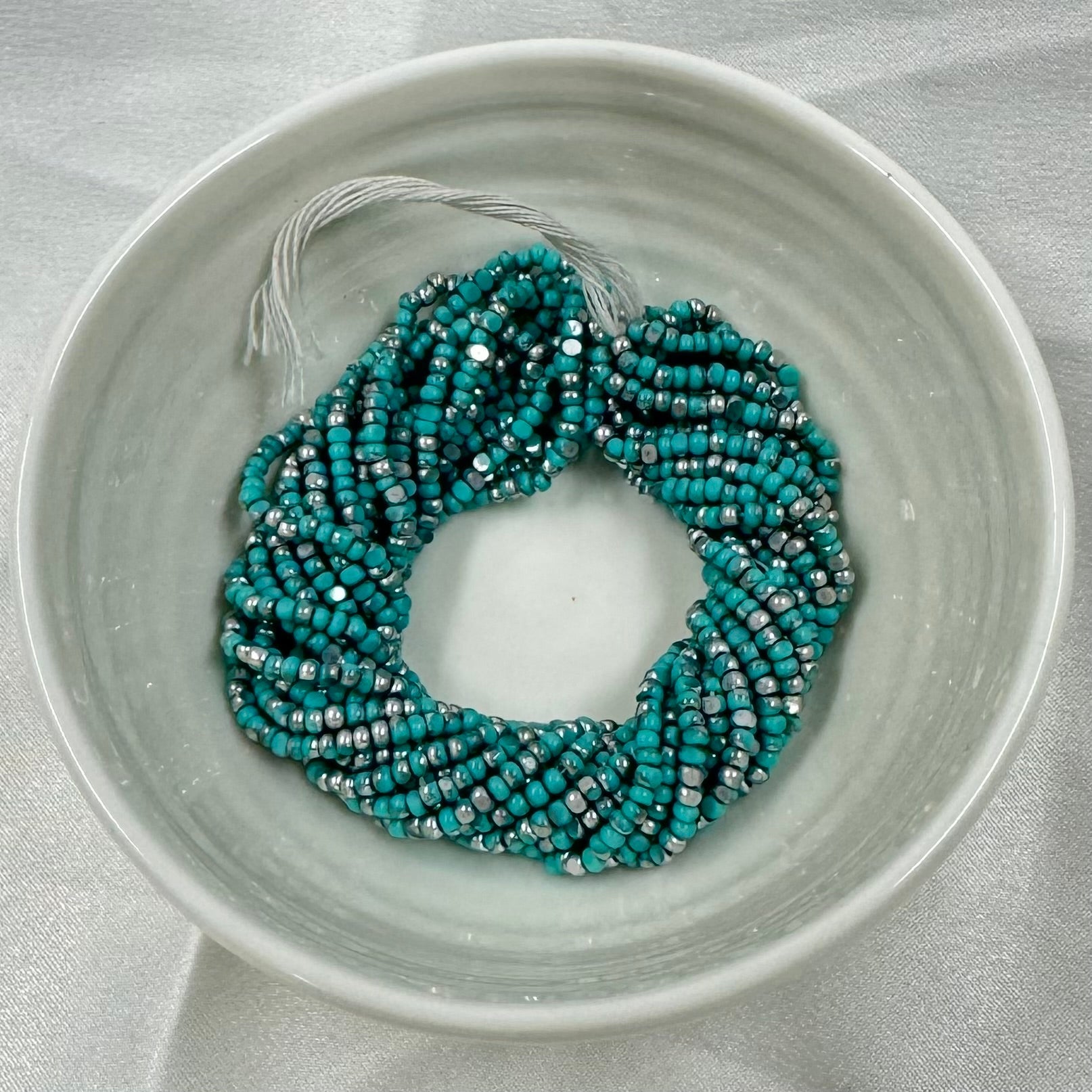 11/0 Charlotte Cut Seed Bead- Patina Opaque Aqua Green Silver *10g Hank* India Sheen Charlotte Cut Seedbeads