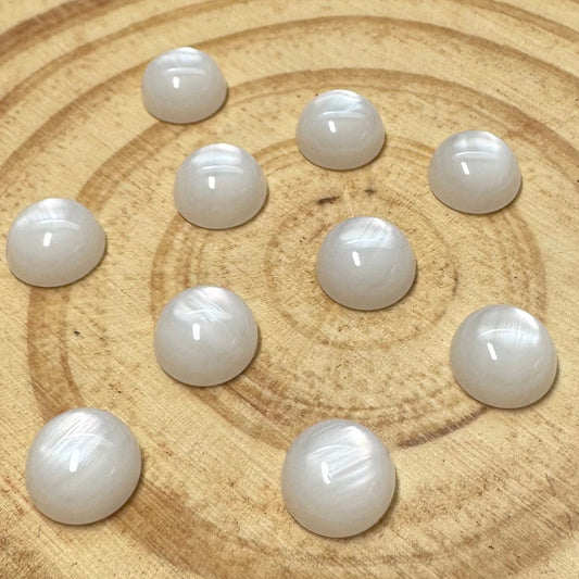 10mm White Cat’s Eye Round, Glue On, Resin Gem, (Sold in Pair) Sundaylace Creations & Bling