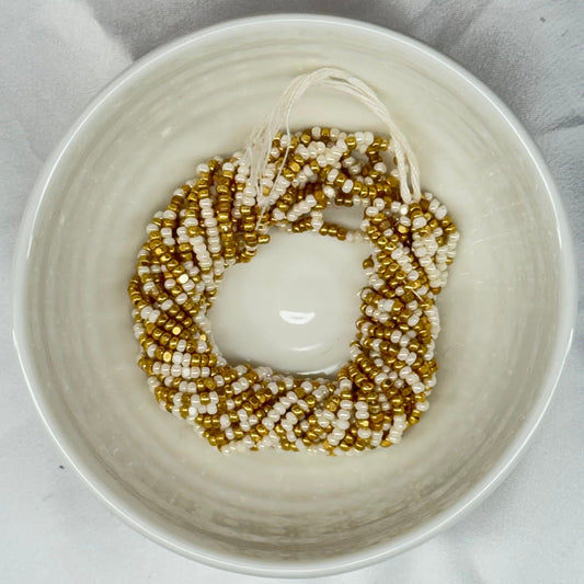 11/0 Charlotte Cut Seed Bead -  Ivory and Gold Patina Mix 10g India Sheen Charlotte Cut Seedbeads