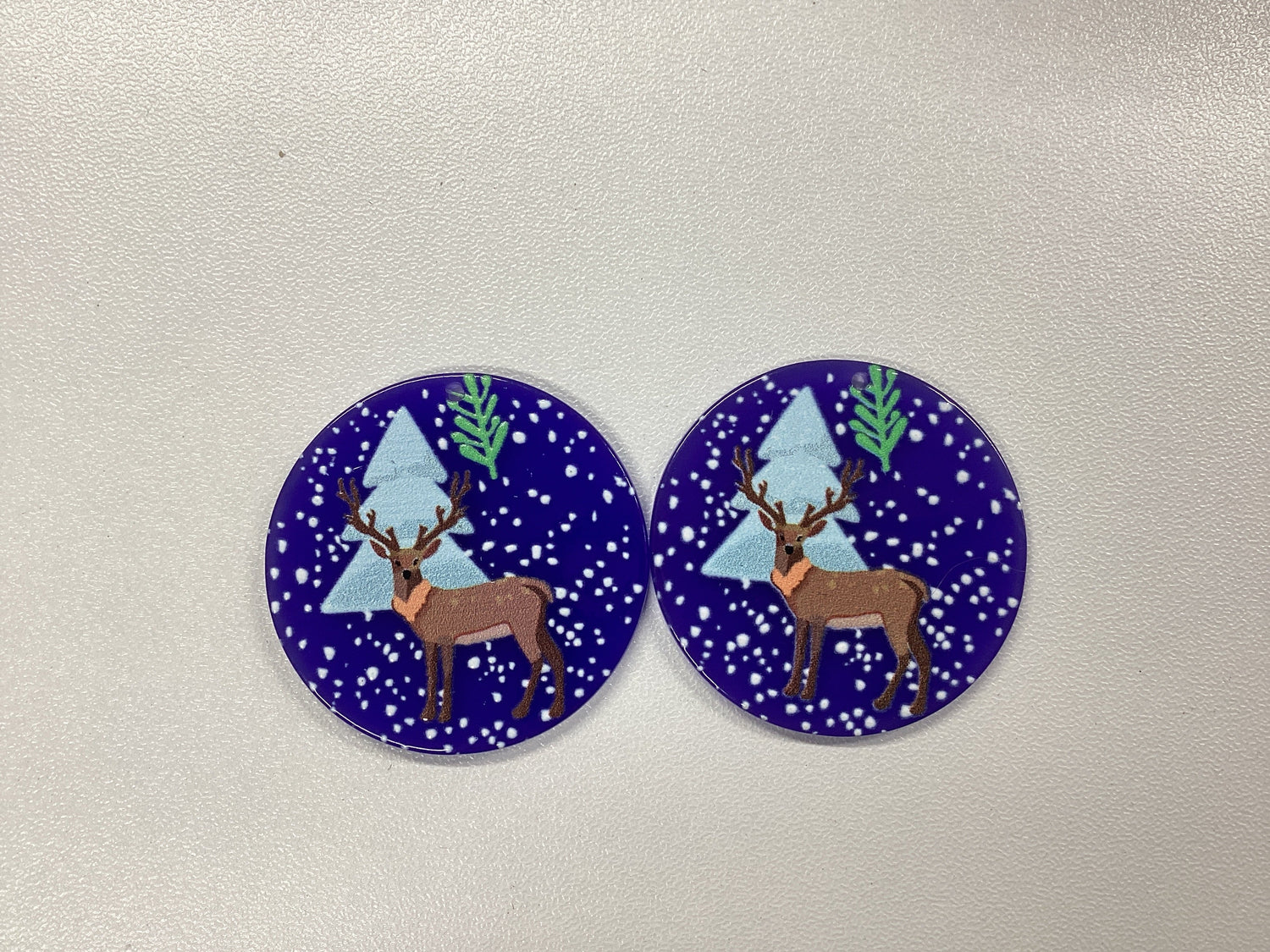 Dark Blue Rain Deer, Various Styles Christmas Acrylic Gems, Double Sided, Glue on, Resin Gem, (Sold In Pair)