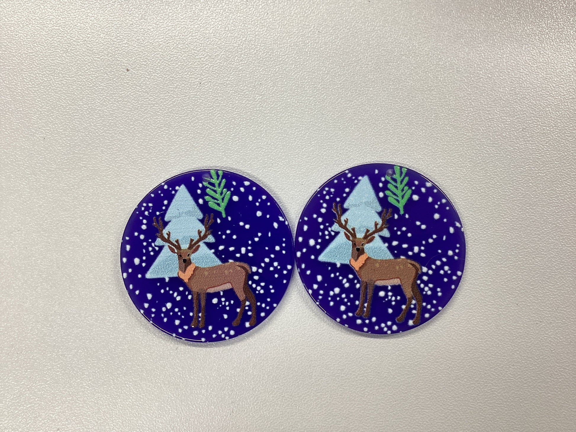 Dark Blue Rain Deer, Various Styles Christmas Acrylic Gems, Double Sided, Glue on, Resin Gem, (Sold In Pair)