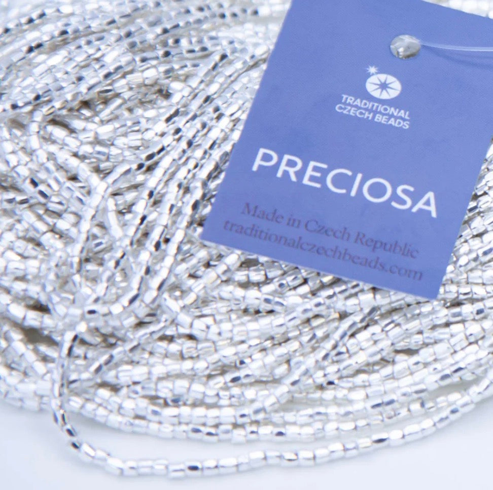 3 Cut 9/0 Beads Sterling Silver Plated (9SC813-SS) *HANK Tri-Cut Beads Preciosa