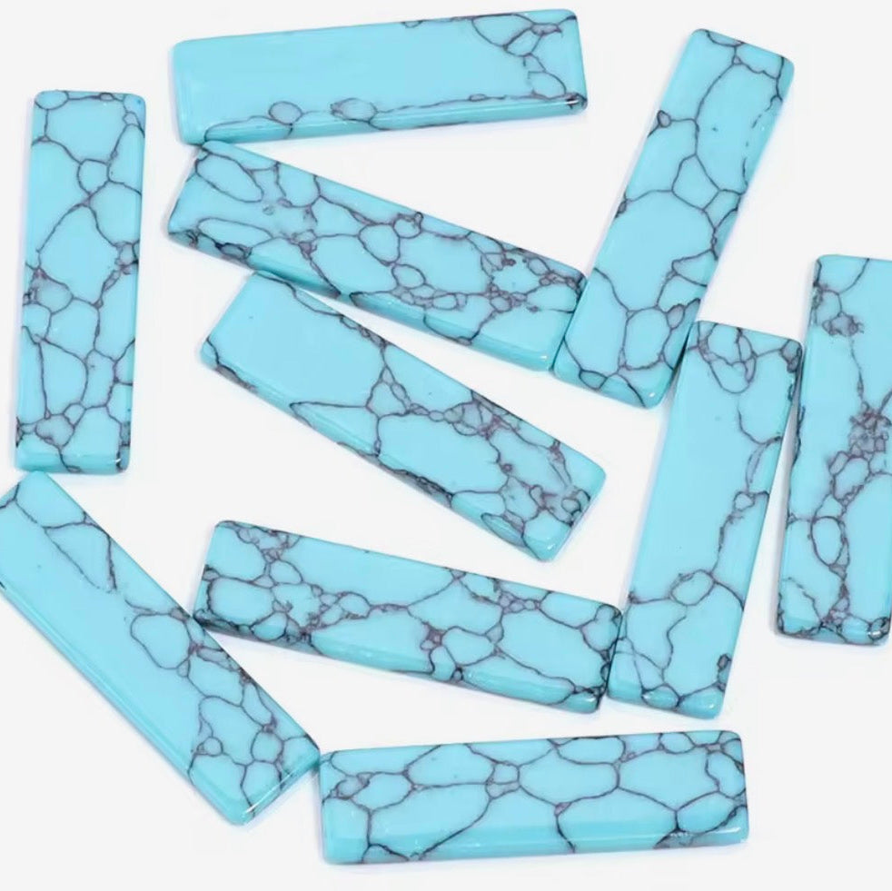 Rectangular Natural Turquoise Stone (Sold In Pairs) Sundaylace Creations & Bling