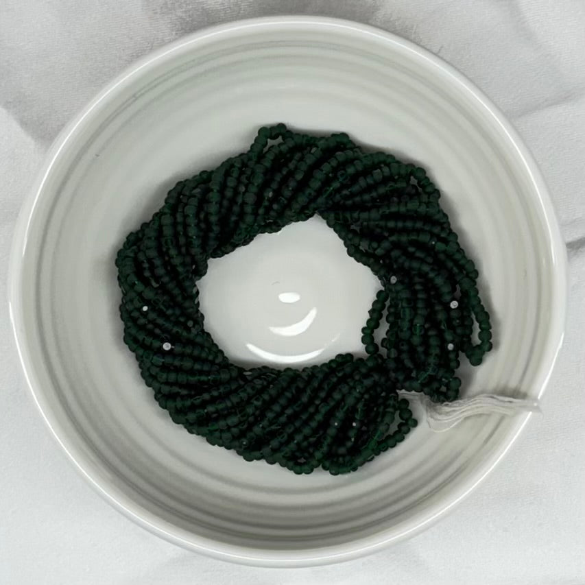 11/0 Charlotte Cut *Premium Seed Bead- Transparent MATTE Dark Green *10g Hank* India Sheen Charlotte Cut Seedbeads