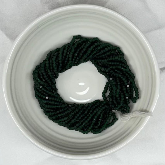 11/0 Charlotte Cut *Premium Seed Bead- Transparent MATTE Dark Green *10g Hank* India Sheen Charlotte Cut Seedbeads
