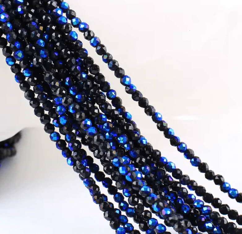 2mm Jet AB (Blue/Green) Half Plated Black Crystal Glass Rondelle Beads 5 Strand (900pcs) Rondelle Beads