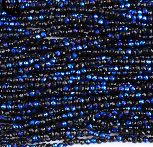 2mm Jet AB (Blue/Green) Half Plated Black Crystal Glass Rondelle Beads 5 Strand (900pcs) Rondelle Beads
