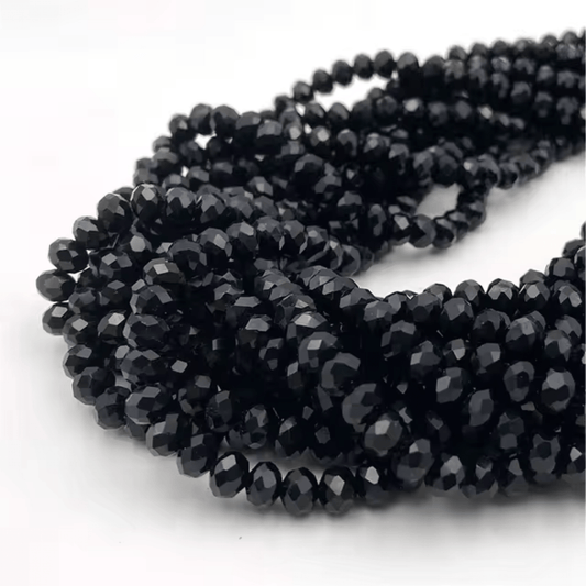 2mm Opaque Black, Rondelle Beads (~180 pcs) Rondelle Beads