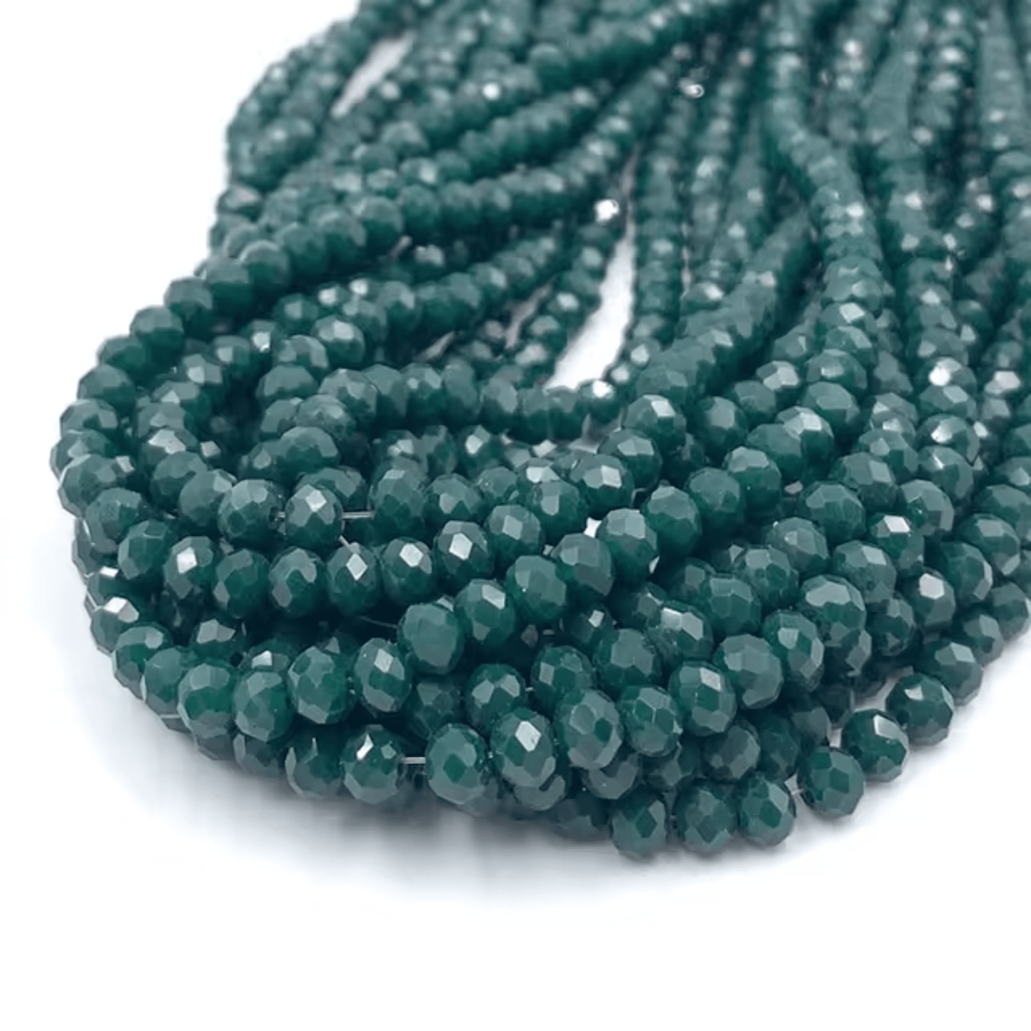 2mm Opaque Dark Green, Rondelle Beads (~180 pcs) Rondelle Beads